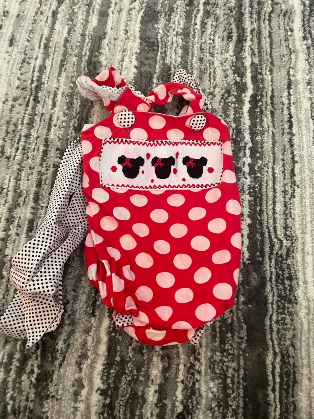 Kids Red Polka Dot bubble with Minnie Appliqué